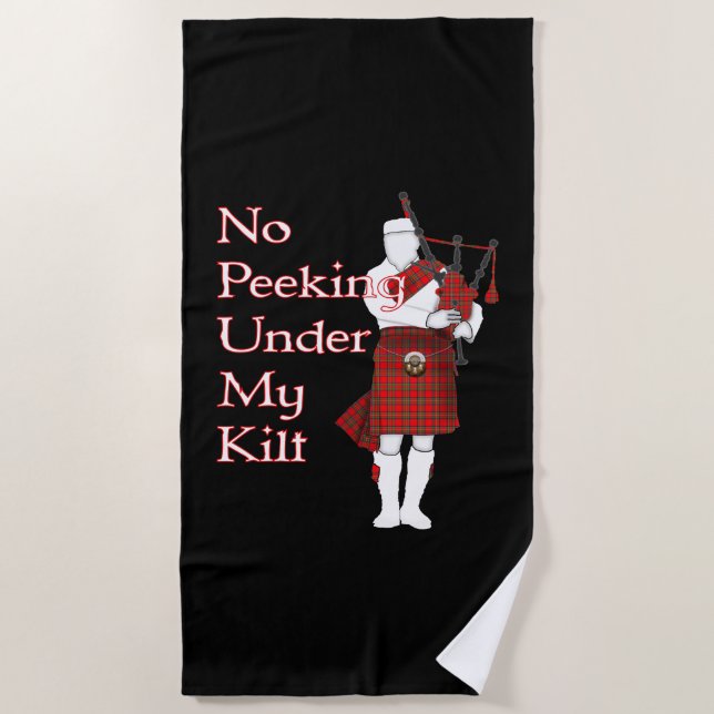 Kein Peeking unter meinem Kilt Funny Scottish Strandtuch (Vorderseite)