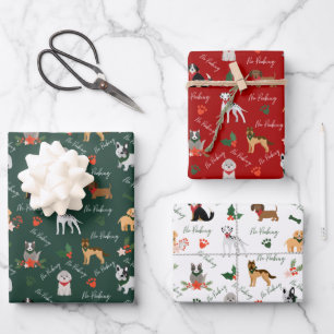 Kein Peeking Weihnachts-Hund Breed Pattern Geschenkpapier Set
