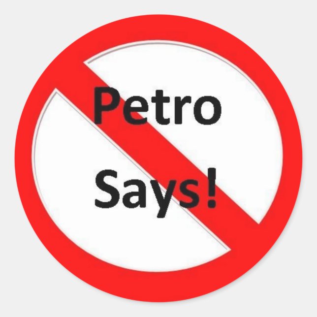Kein Petro sagt Runder Aufkleber (Vorderseite)