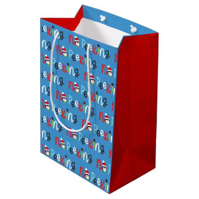 Kein Pinkeln Niedlicher Whimsikkids Weihnachten Mittlere Geschenktüte (Rückseite Schrägansicht)