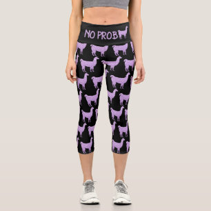 Kein Prob Llama lila Glitzer Funkelnd Muster Capri Leggings