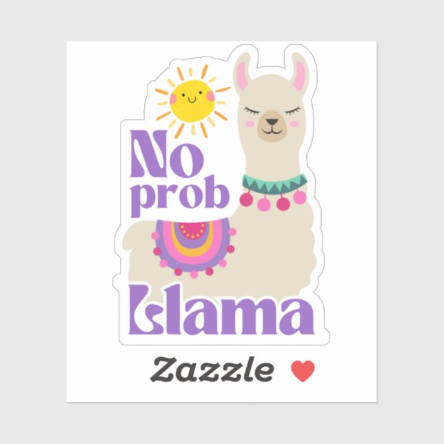 Kein Prob Llama lustiger Sonnenaufkleber Aufkleber (Blatt)