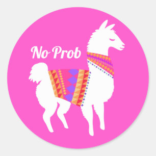 Kein Prob Llama Niedliches Party Runder Aufkleber
