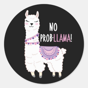 Kein Probllama Llama Runder Aufkleber