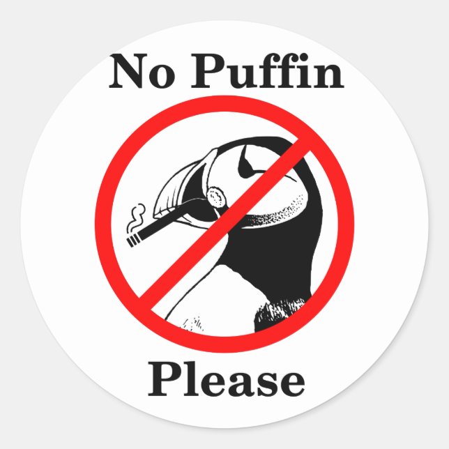 Kein Puffin bitte Runder Aufkleber (Vorderseite)