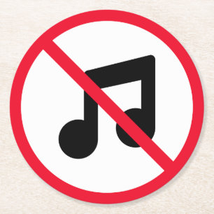 Kein Red Circle Sign für Musik Kundenspezifische Runder Pappuntersetzer