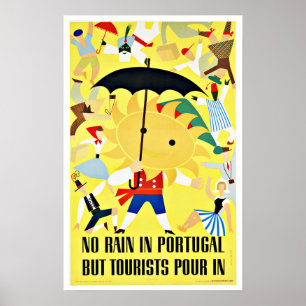 Kein Regen in Vintager Reise Portugals Poster