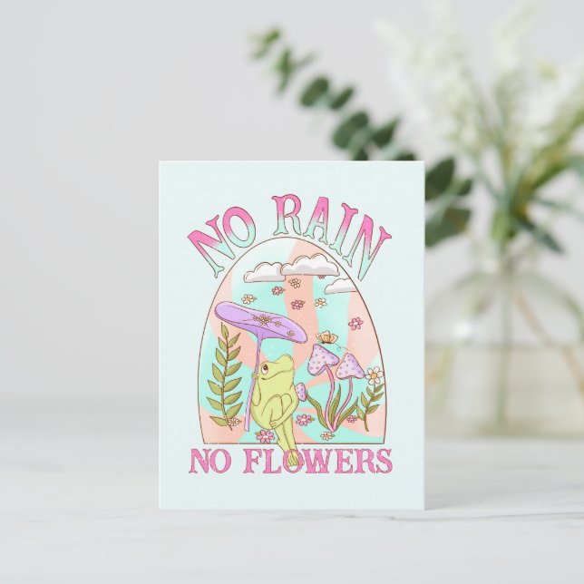 Kein Regen, keine Blume - Lebhafte Blumen & Pilze Postkarte (Stehend Vorderseite)