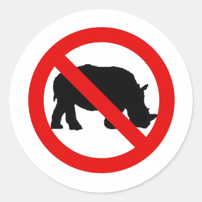 Kein Rhinos erlaubt Runder Aufkleber (Vorderseite)
