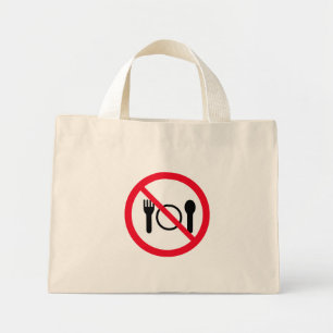 Kein rotes Circle Sign essen Tiny Tote Bag Mini Stoffbeutel