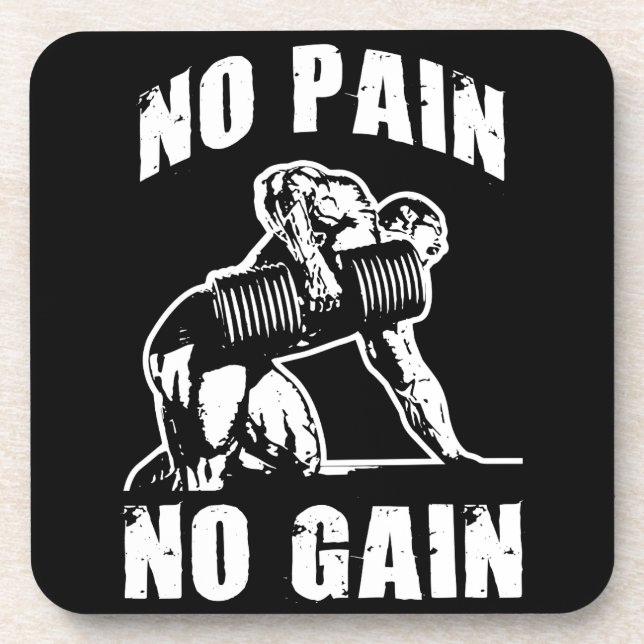 KEIN SCHMERZ, KEIN GEWINN. Bodybuilding Workout Mo Untersetzer (Vorderseite)