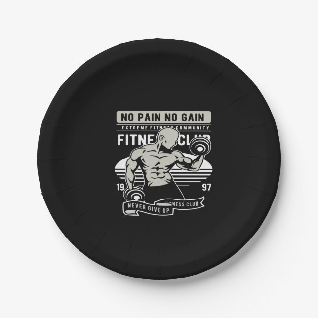 Kein Schmerz kein Gewinn Fitness Club Pappteller (Vorderseite)