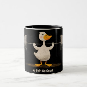 Kein Schmerz kein Quack – Lustige Fitness-Enten Ku Zweifarbige Tasse