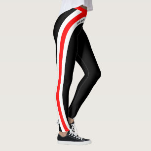 Kein Schmerz kein Schmerz Rot Weiß und Schwarz Leggings