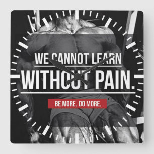 KEIN SCHMERZEN KEIN GEWINN - Workout Motivierend Quadratische Wanduhr