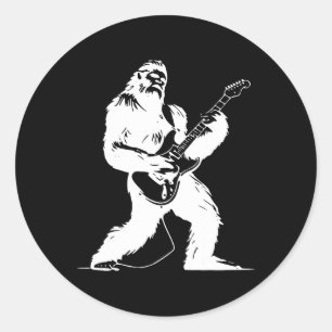 Kein sichtbarer Text gefunden Yeti Gitarrist Rock  Runder Aufkleber