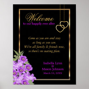 Kein Sitzplan - Elegante Lila Blume Hochzeit Poster