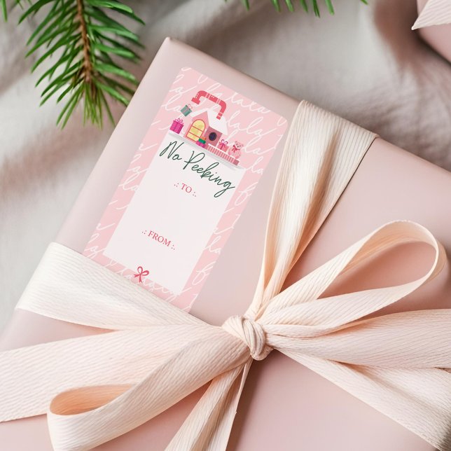 Kein Spionieren Rosa Weihnachts-Elf Spielzeug Werk (No Peeking Pink Christmas Elf Toy Workshop Fa La Label)