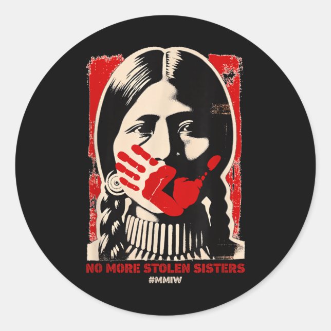 Kein Stolen Sister Red Hand Mmiw Awareness Amer me Runder Aufkleber (Vorderseite)