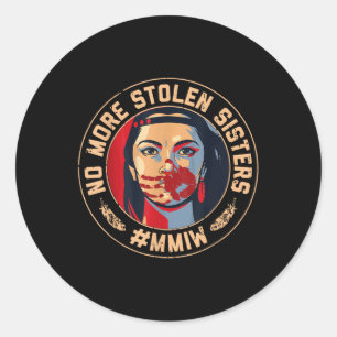 Kein Stolen Sister Red Hand Mmiw Awareness Amer me Runder Aufkleber