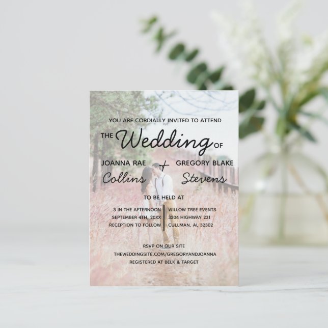 Kein Thema, nur Liebe Hochzeit Einladung Postkarte (Stehend Vorderseite)