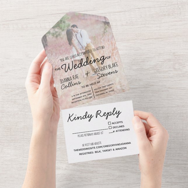 Kein Thema, nur Liebe in einer Hochzeit Einladung (Abreißen)