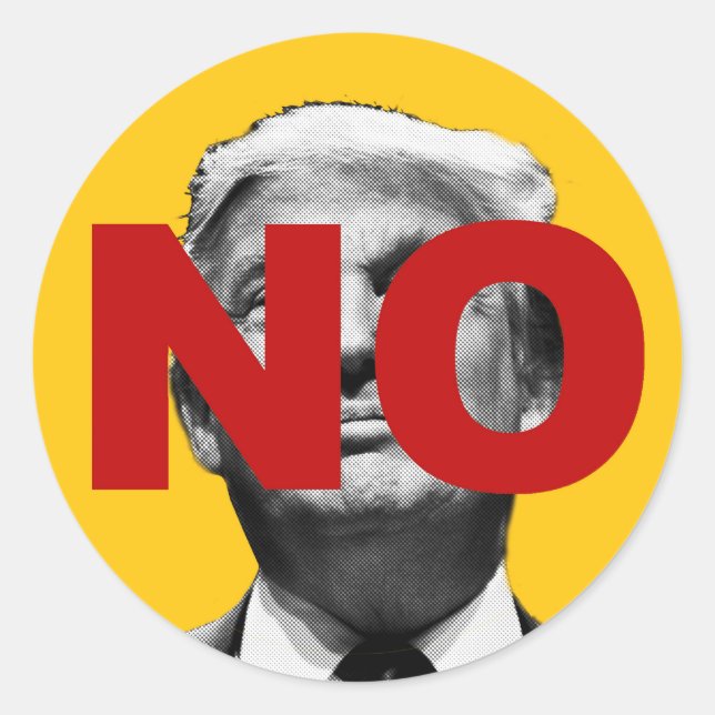 Kein Trump (gelb und rot) Runder Aufkleber (Vorderseite)