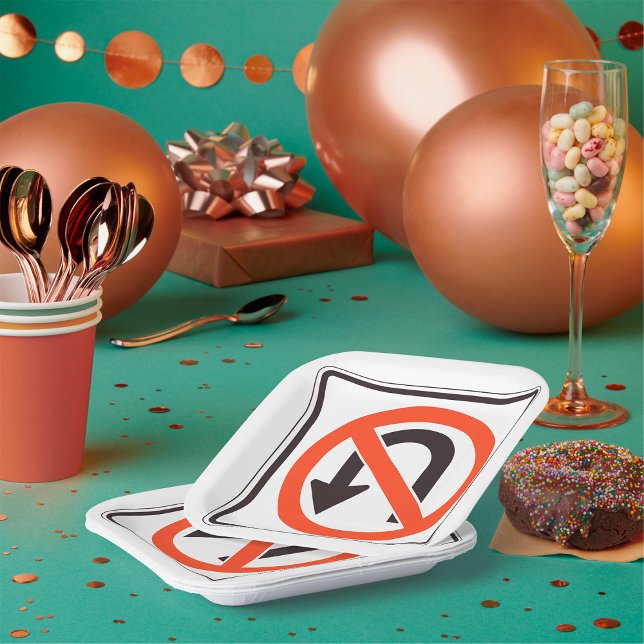 Kein U-Turn-Zeichen für die Straßenverkehrssicherh Pappteller (Von Creator hochgeladen)