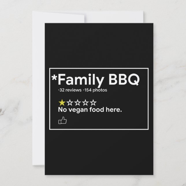 Kein veganes Essen für die GRILLEN der Familie Einladung (Vorderseite)