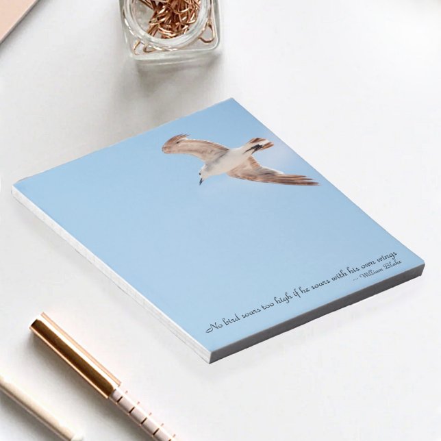 Kein Vogel stürzt zu hoch Seagull Flying Blue Notizblock (Von Creator hochgeladen)