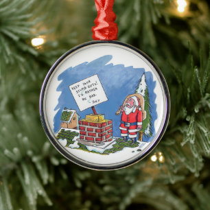 Kein Weihnachtsmann rund Premium-Ornament Ornament Aus Metall