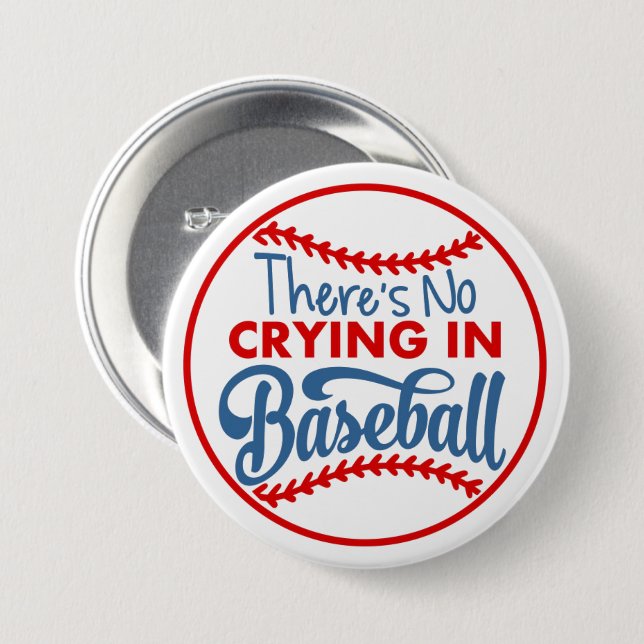 Kein Weinen beim Baseball-Round-Button Button (Vorne & Hinten)