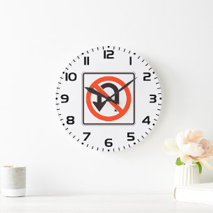 Kein Wendezeichen Verkehrsicherheitsstraßensymbol Große Wanduhr