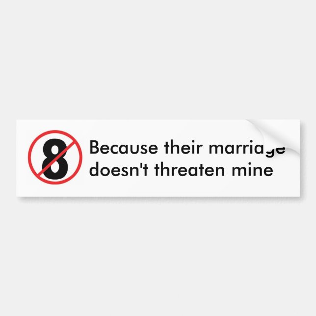 keine 8, weil ihr marriagedoesn't meine bedrohen autoaufkleber (Vorne)