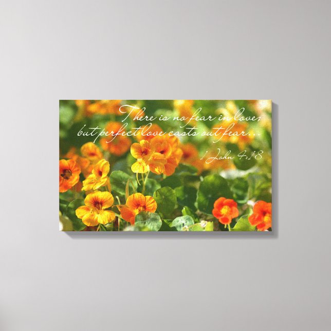 Keine Angst in Liebe Bible Verse Christliche Blume Leinwanddruck (Vorderseite)