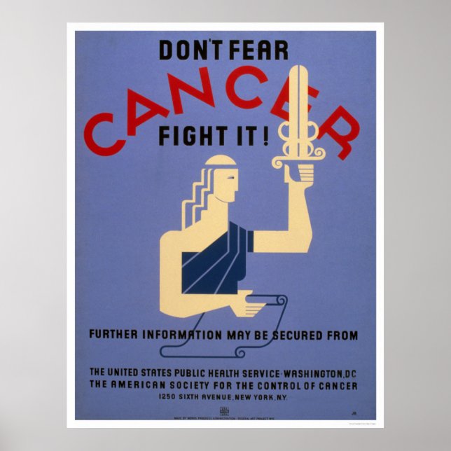 Keine Angst vor Krebs 1938 WPA Poster (Vorne)