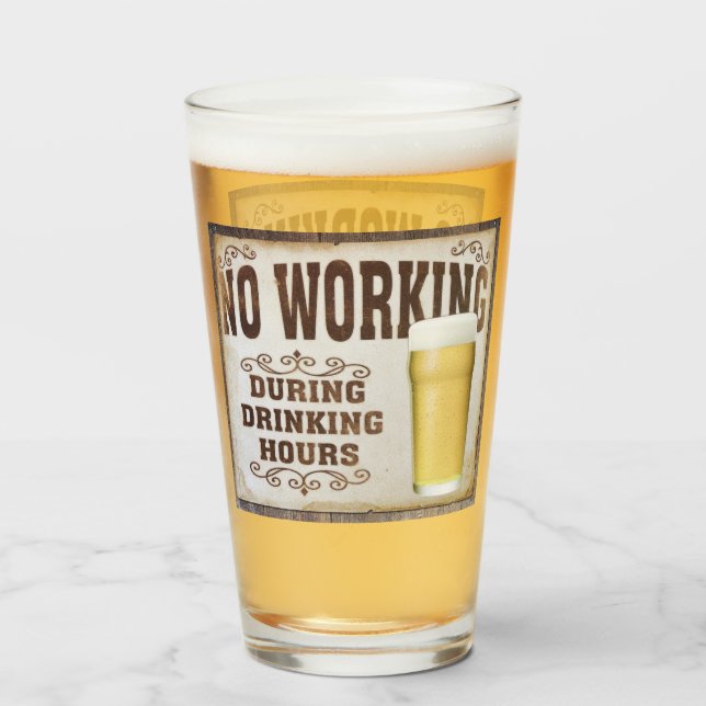 Keine Arbeit während der Essenszeiten Glas (Rückseite (gefüllt))