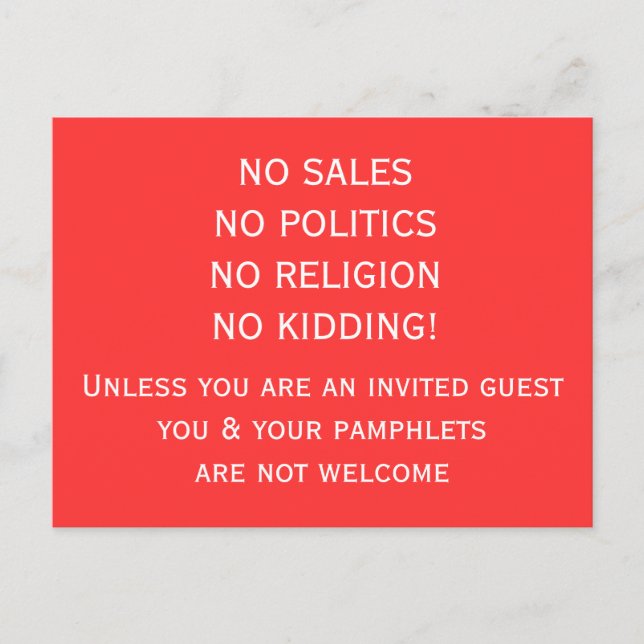 Keine Bewerbung auf Postkarte (Vorderseite)