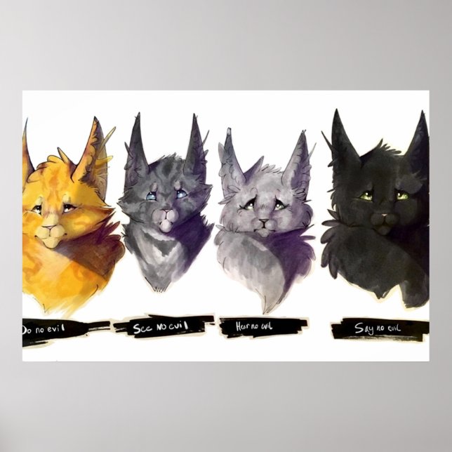 Keine bösen Kriegerkatzen Power von drei Illustrat Poster (Vorne)