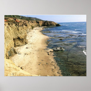 Keine Brandung Strand-Sonnenuntergang Klippen Poster