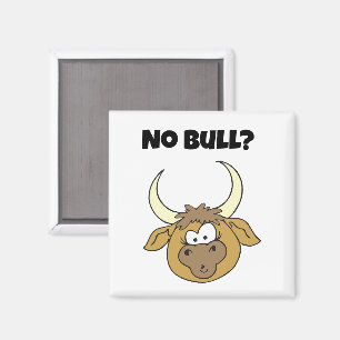 Keine Bull Funny Brown Cartoon Cow Head Art Magnet