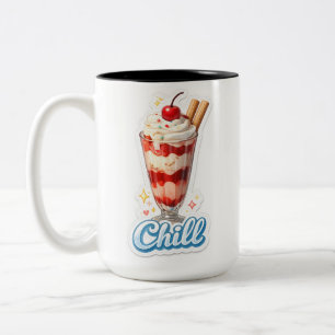 Keine Erdbeer-Parfait-Zweifarben-Kaffeetasse Zweifarbige Tasse