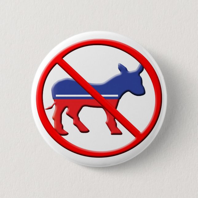Keine Esel-politischen Knöpfe - Anti-Demokrat Button (Vorderseite)
