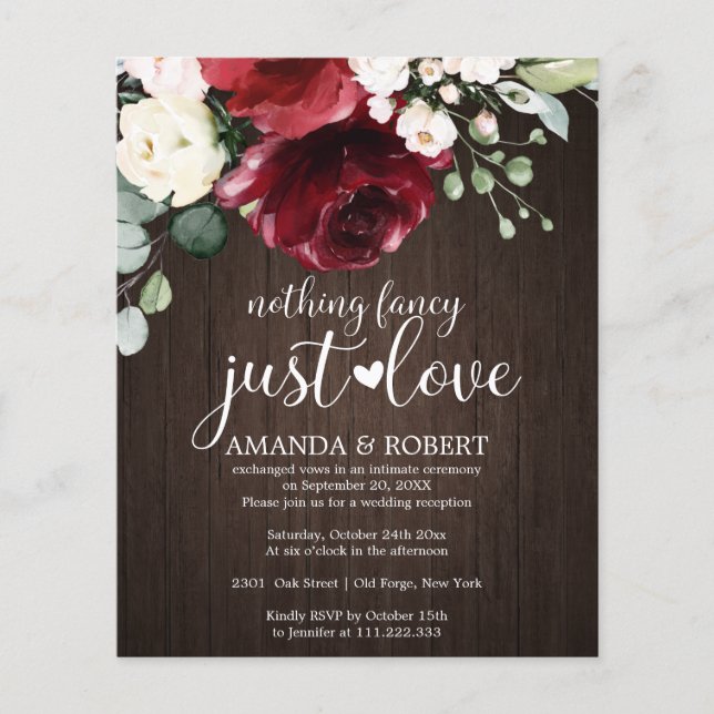 Keine Extravagante billige rustikale Hochzeitseinl (Vorderseite)