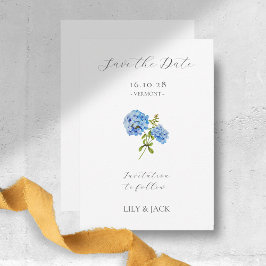 Keine Foto Blue Hydrangea Save the Date Karte