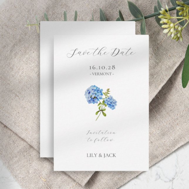 Keine Foto Grau Script Hydrangea Save the Date Kar (Von Creator hochgeladen)