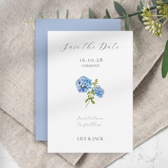 Keine Foto Grau Script Hydrangea Save the Date Kar (Von Creator hochgeladen)