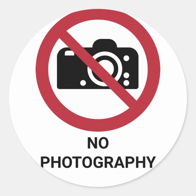 Keine Fotografie, Verbotszeichen Runder Aufkleber (Vorderseite)