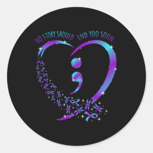 Keine Geschichte sollte glückliche Selbstmordbewus Runder Aufkleber