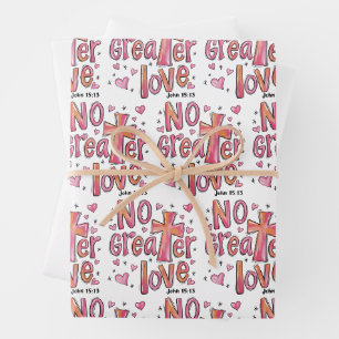 Keine größere Liebe Jesus Valentin Weihnachten Chr Geschenkpapier Set
